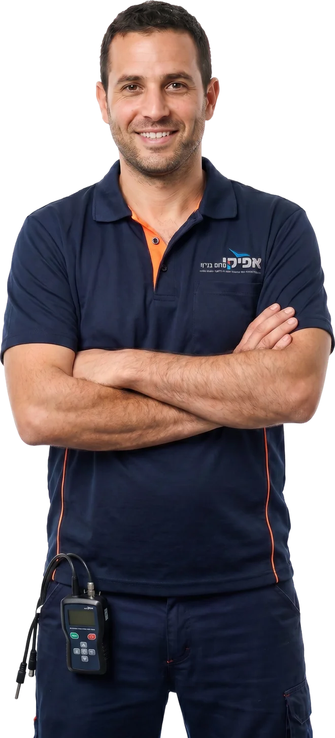 טכנאי אפיקי מרום עם ציוד מקצועי — איתור נזילות בגעש
