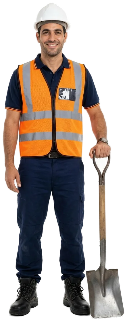 טכנאי אפיקי מרום עם ציוד מקצועי — עבודות חפירה ועפר עם מיני מחפרון ומיני מעמיס — בחצרות, בגינות ובתוך מבנים
