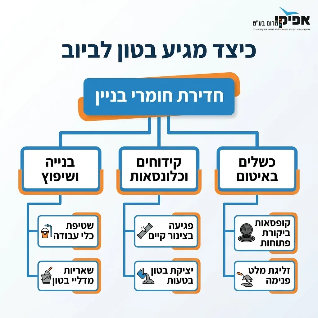 אינפוגרפיקה — כיצד מגיע בטון לביוב: חדירת חומרי בניין